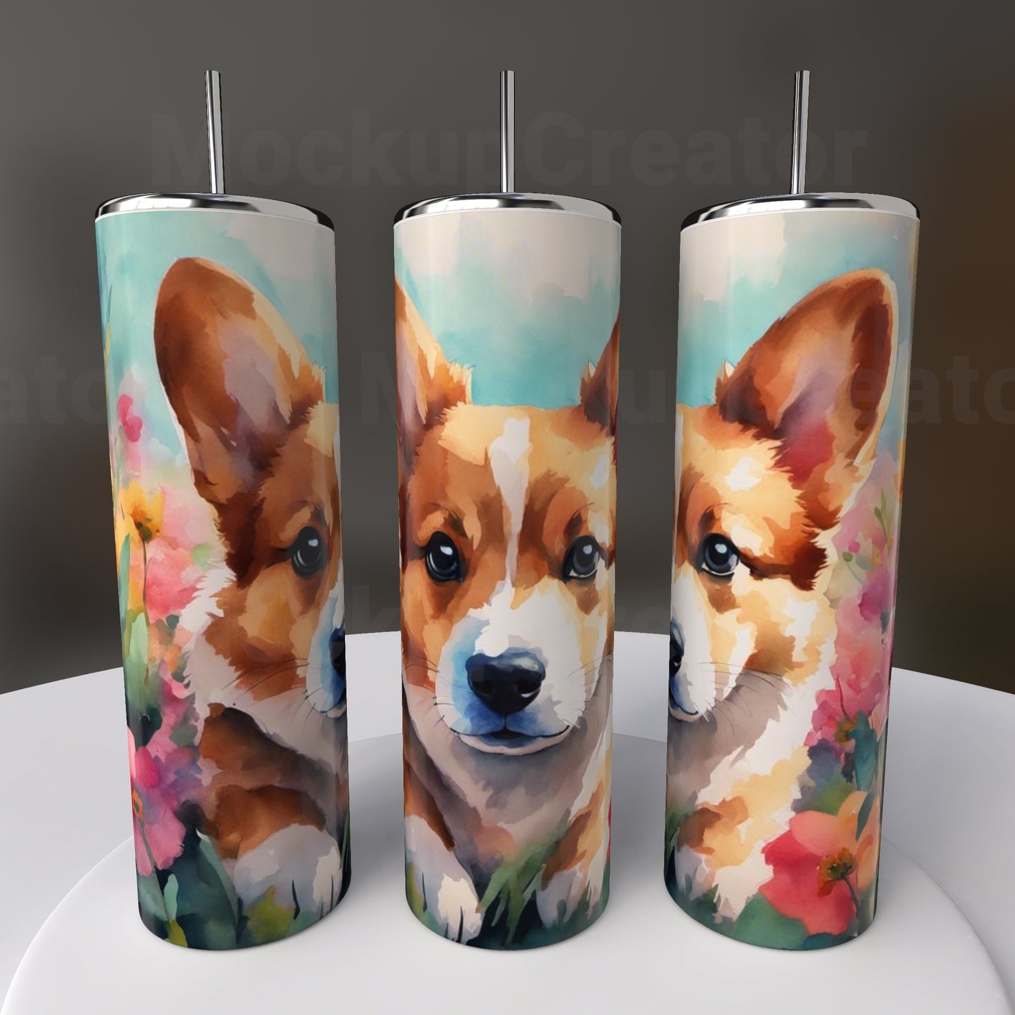 20 oz colorful Corgi Tumbler