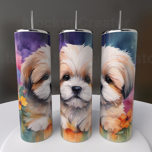 20oz White Shih Tzu Tumbler