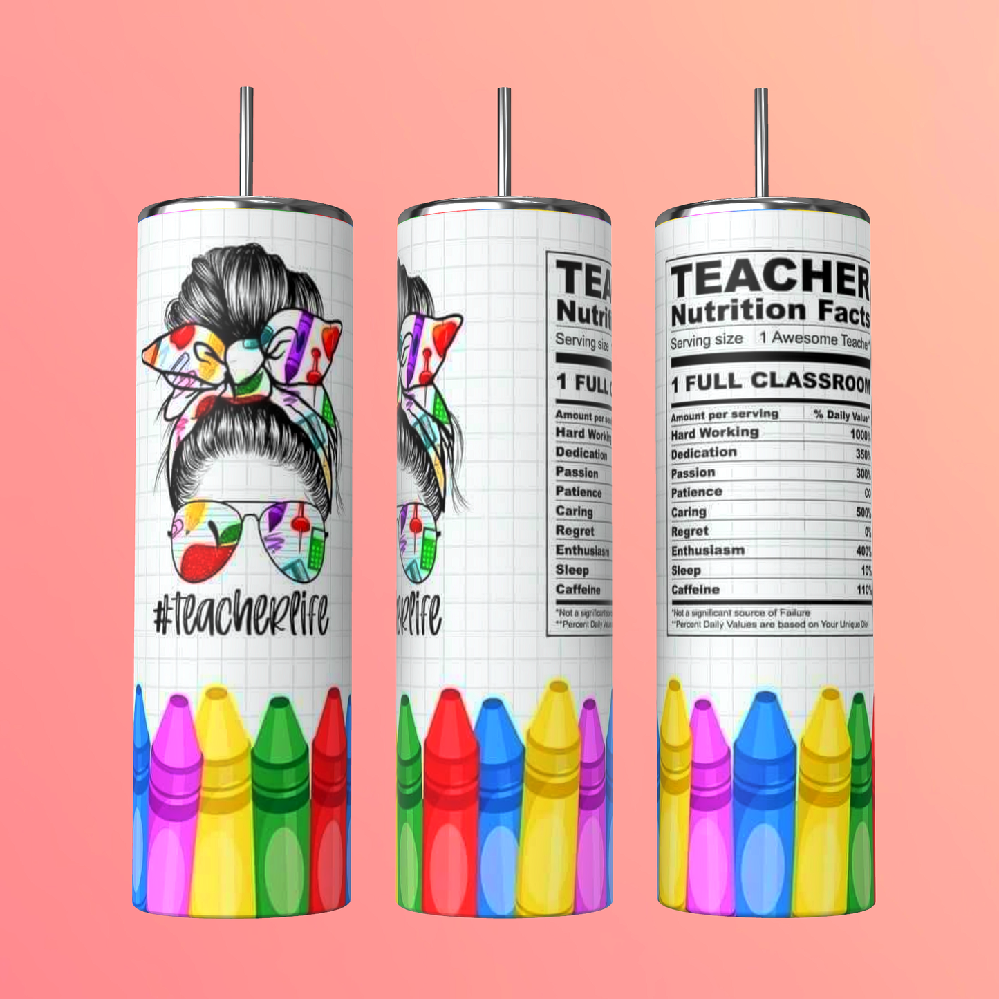 20oz Crayon Themed Teacher Tumbler