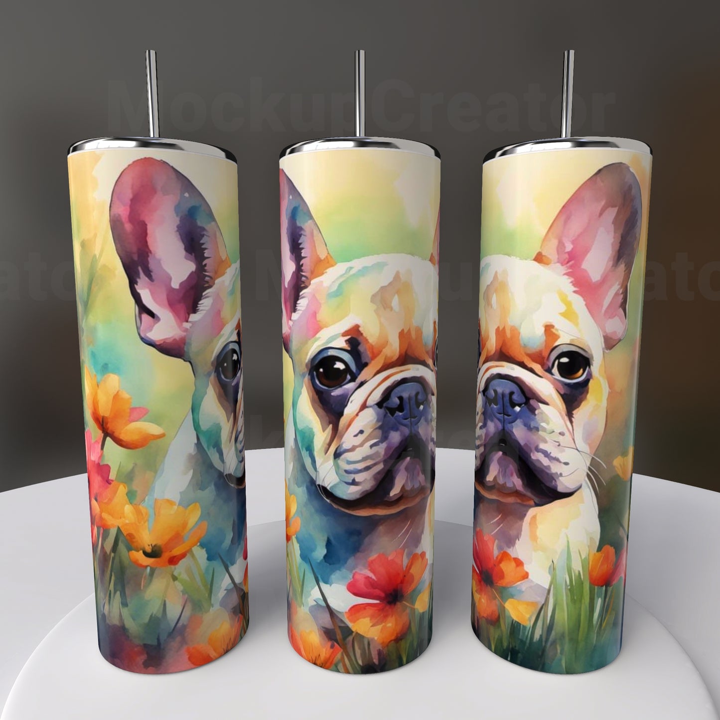 20 oz Colorful Frenchie Tumbler